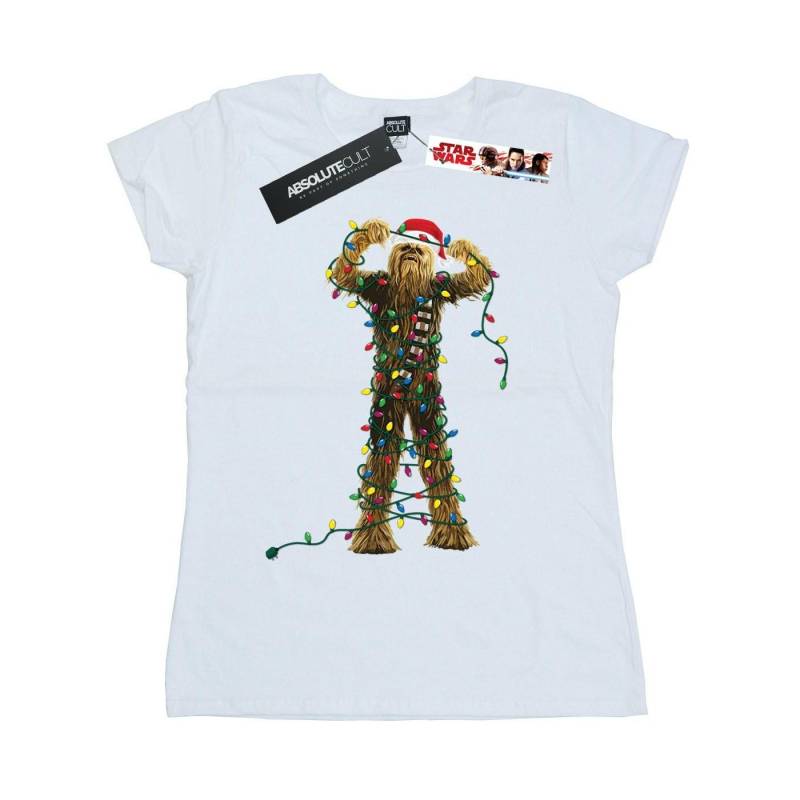 Chewbacca Christmas Lights Tshirt Damen Weiss L von STAR WARS