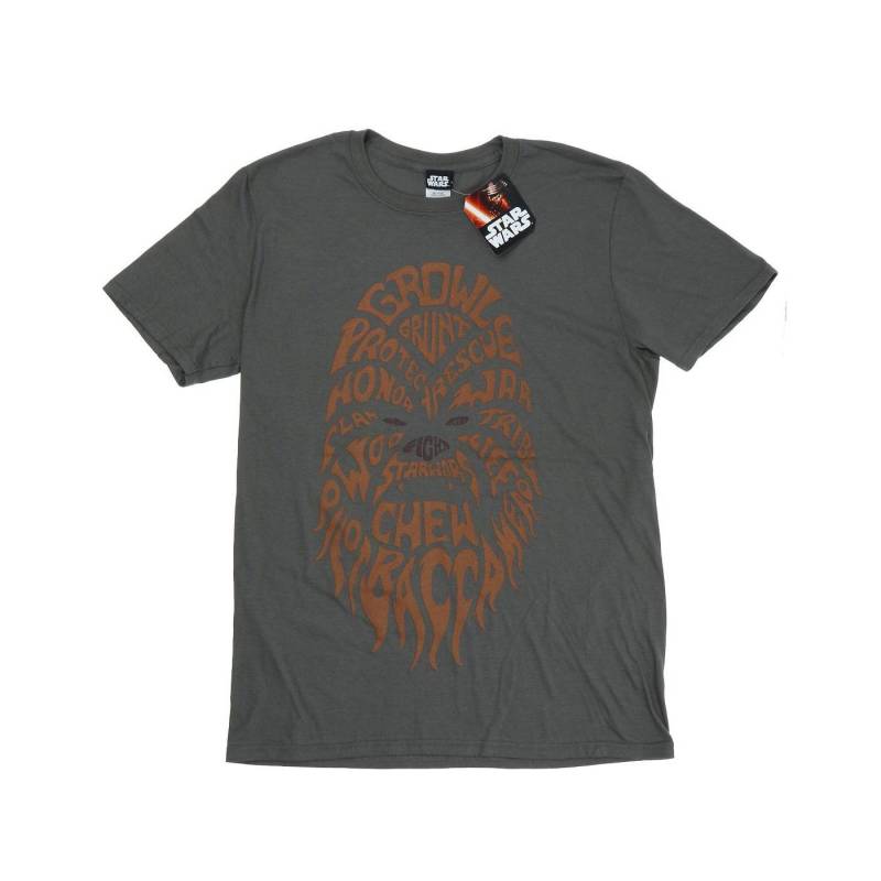 Chewbacca Text Head Tshirt Herren Taubengrau M von STAR WARS