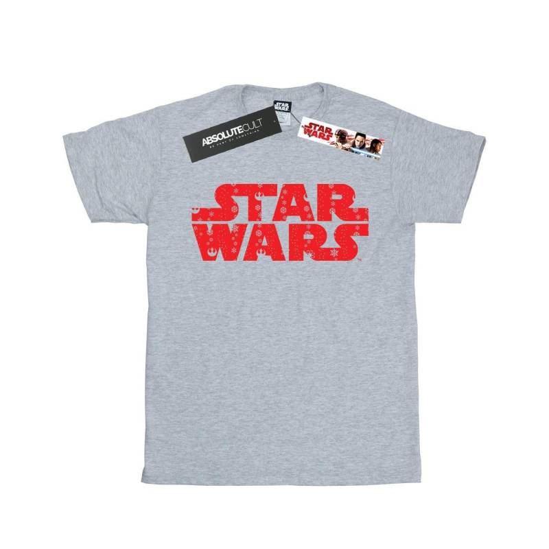 Christmas Logo Tshirt Damen Grau 3XL von STAR WARS