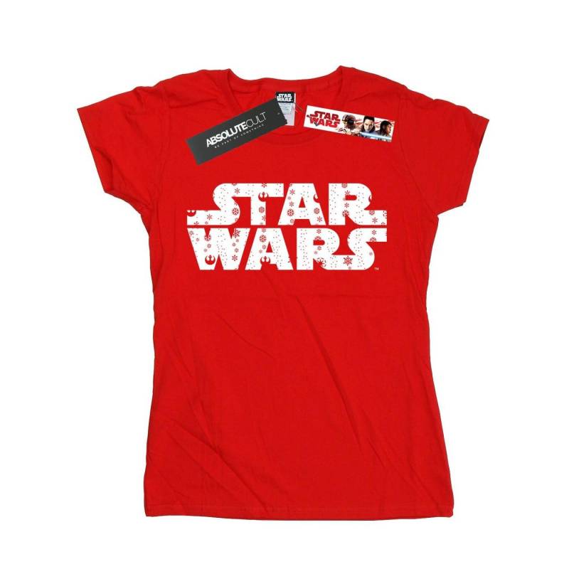 Christmas Logo Tshirt Damen Rot Bunt M von STAR WARS