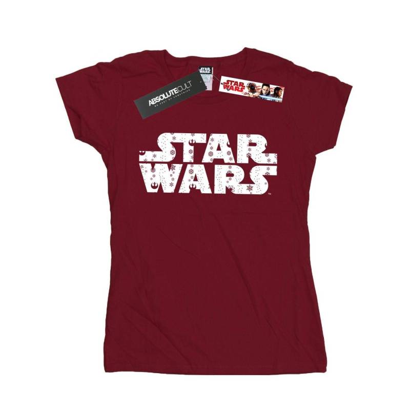 Christmas Logo Tshirt Damen Weinrot XXL von STAR WARS