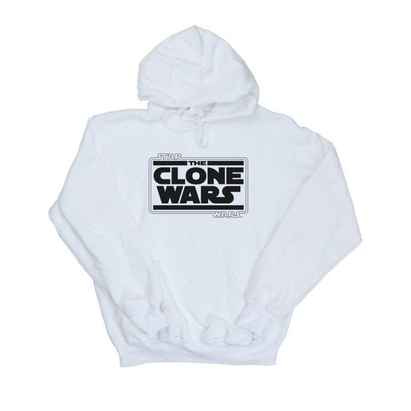 Clone Wars Logo Kapuzenpullover Damen Weiss S von STAR WARS