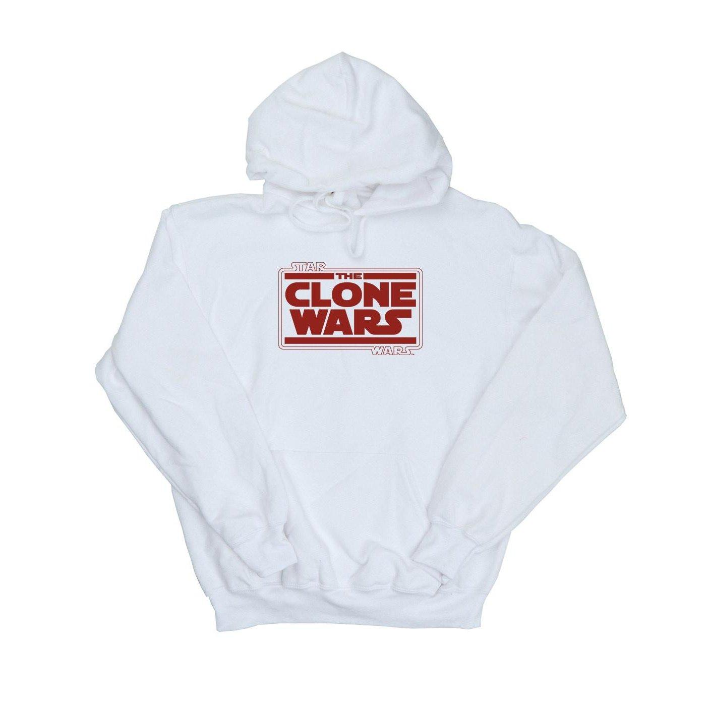 Clone Wars Logo Kapuzenpullover Damen Weiss S von STAR WARS