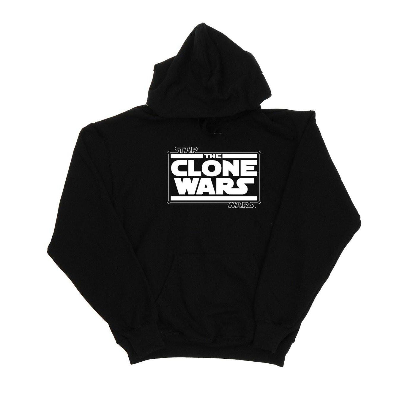 Clone Wars Logo Kapuzenpullover Jungen Schwarz 128 von STAR WARS