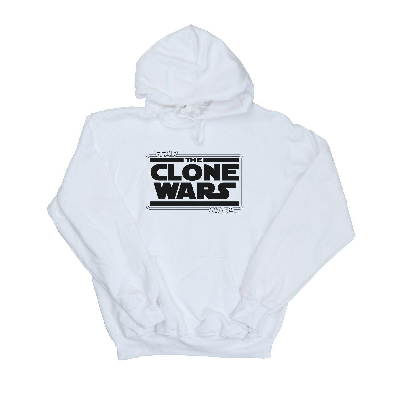 Clone Wars Logo Kapuzenpullover Jungen Weiss 104 von STAR WARS