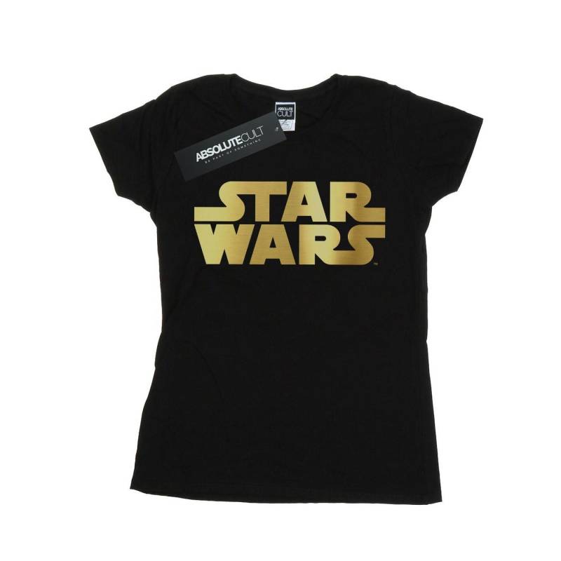 Gold Logo Tshirt Damen Schwarz M von STAR WARS