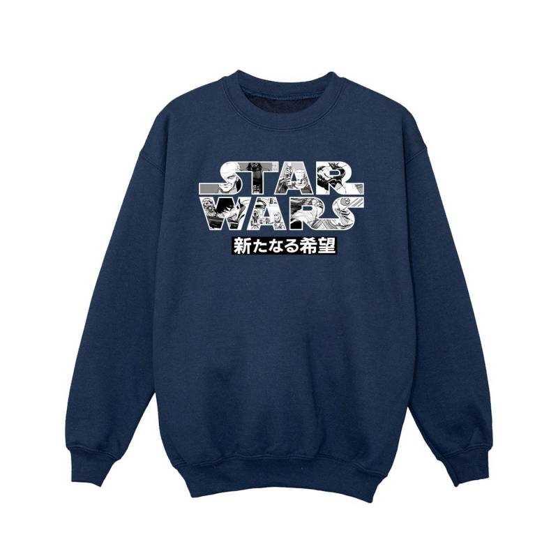 Japanese Logo Sweatshirt Mädchen Marine 140/146 von STAR WARS