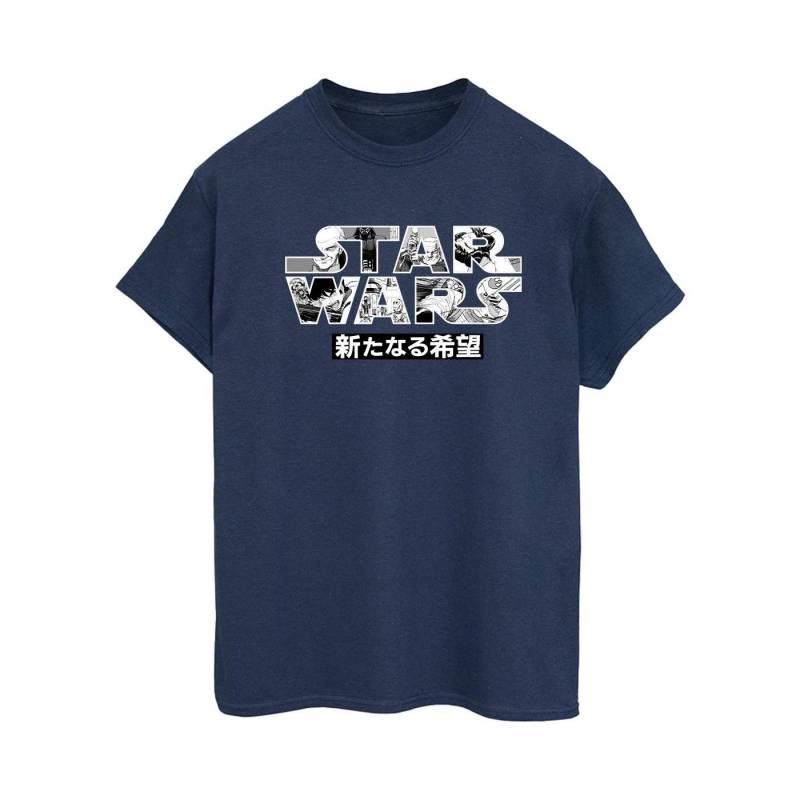 Japanese Logo Tshirt Damen Marine 5XL von STAR WARS