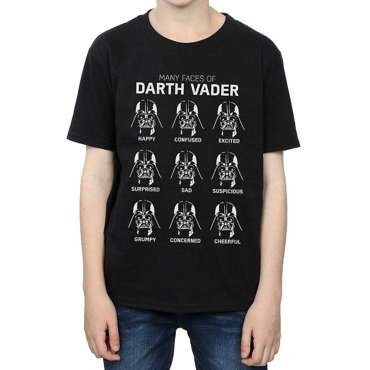 Many Faces Of Darth Vader Tshirt Jungen Schwarz 116 von STAR WARS