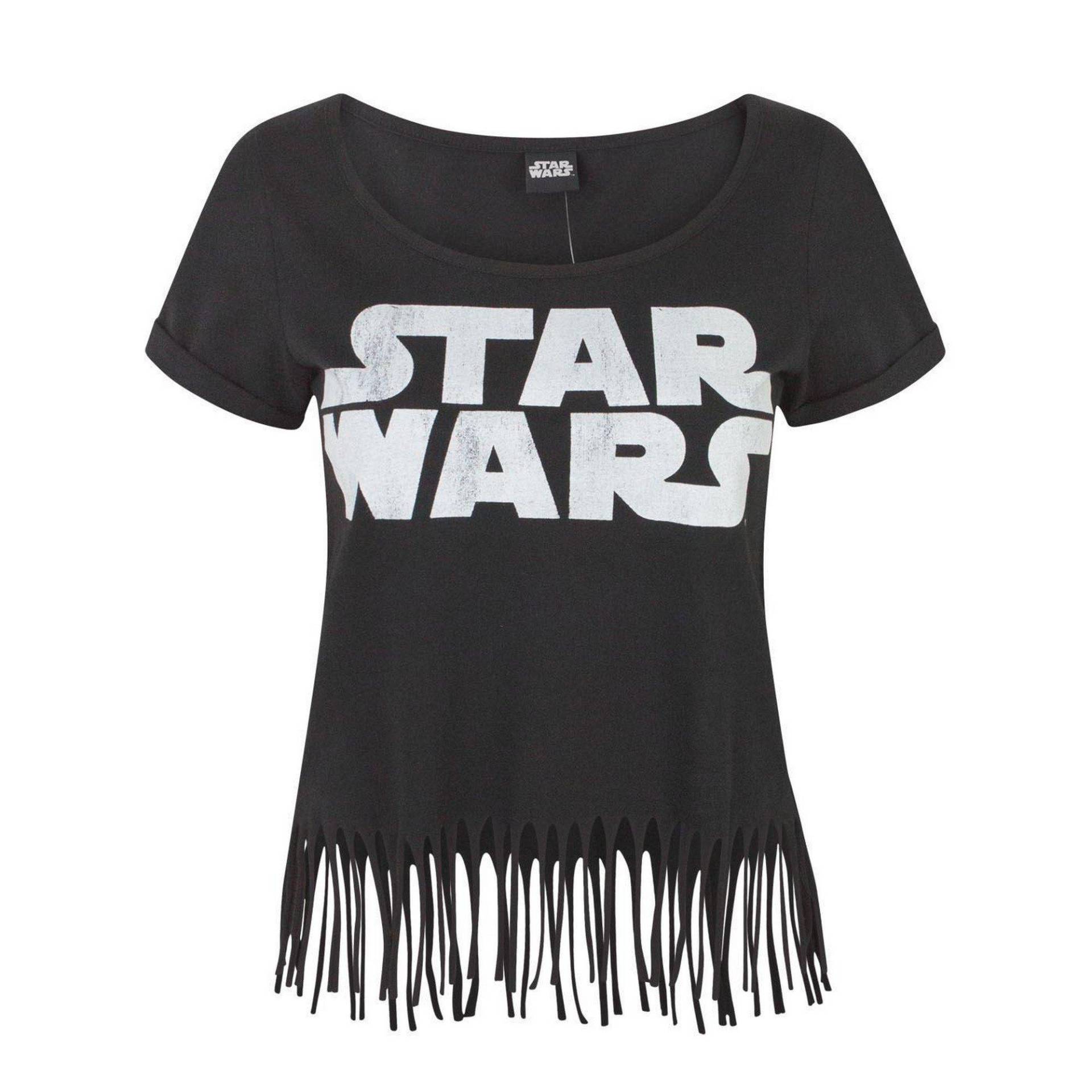 Fransen Tshirt Mit Star Wars Logo Damen Schwarz XXL von STAR WARS