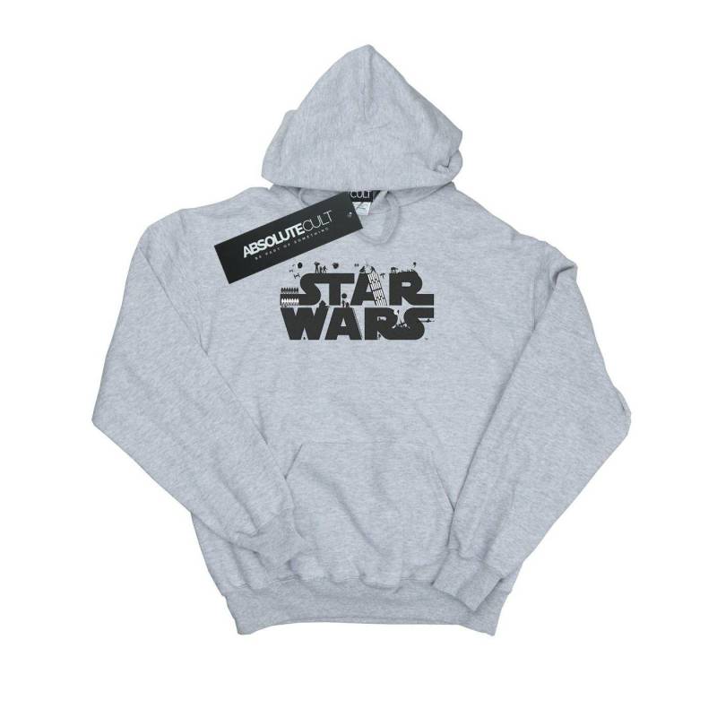 Minimalist Logo Kapuzenpullover Damen Grau XXL von STAR WARS