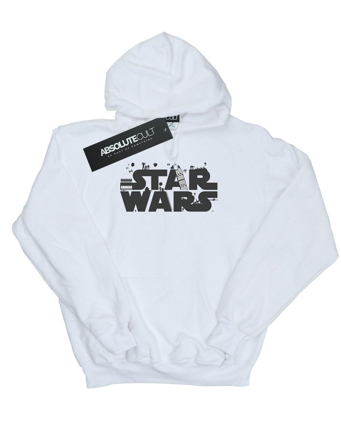 Minimalist Logo Kapuzenpullover Herren Weiss M von STAR WARS