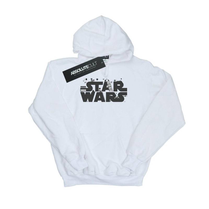 Minimalist Logo Kapuzenpullover Herren Weiss M von STAR WARS