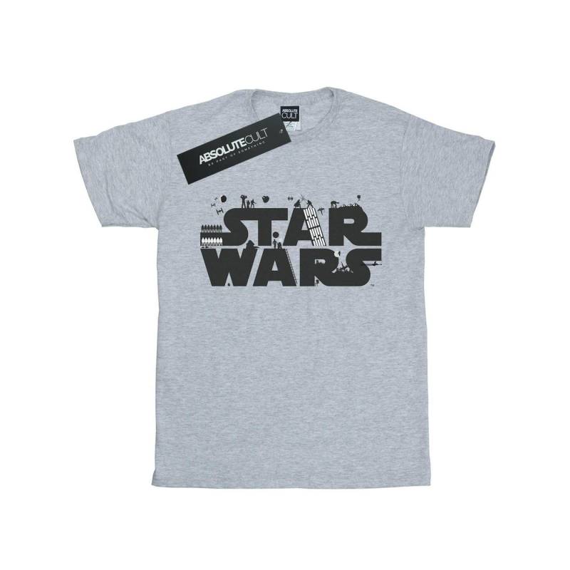 Minimalist Logo Tshirt Damen Grau 3XL von STAR WARS