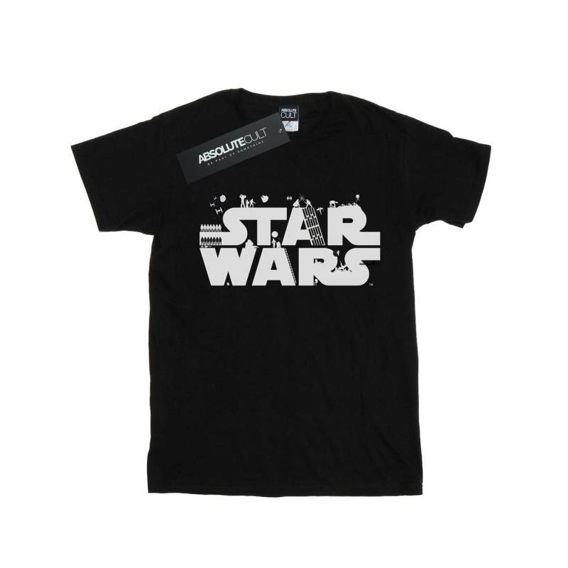 Minimalist Logo Tshirt Damen Schwarz XL von STAR WARS