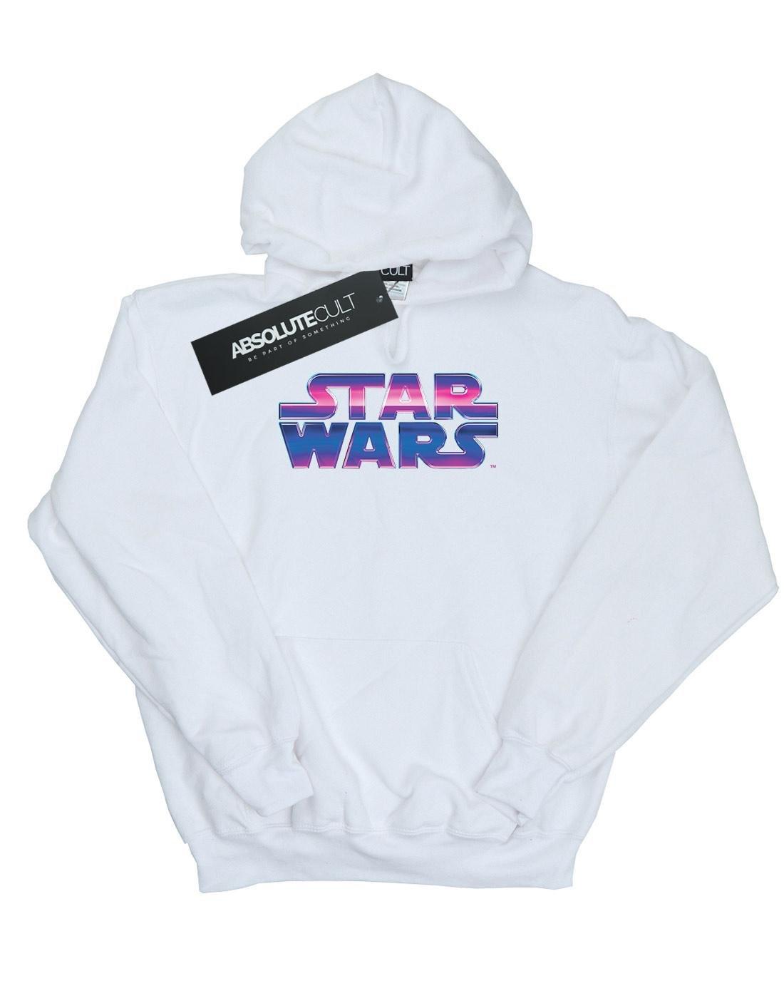 Neon Logo Kapuzenpullover Herren Weiss M von STAR WARS