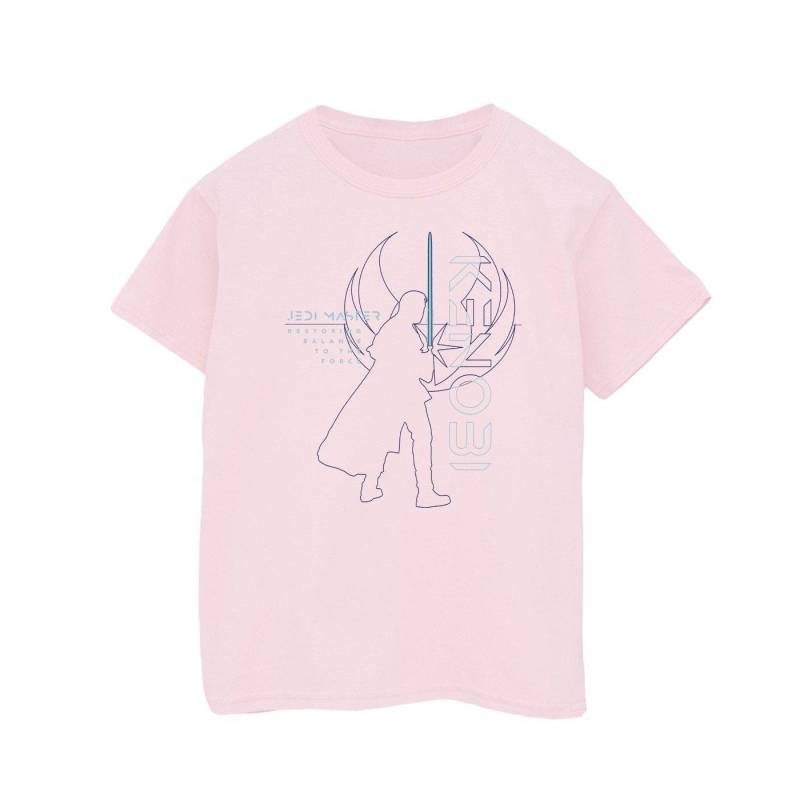 Obiwan Kenobi Jedi Master Balance Tshirt Mädchen Pink 104 von STAR WARS