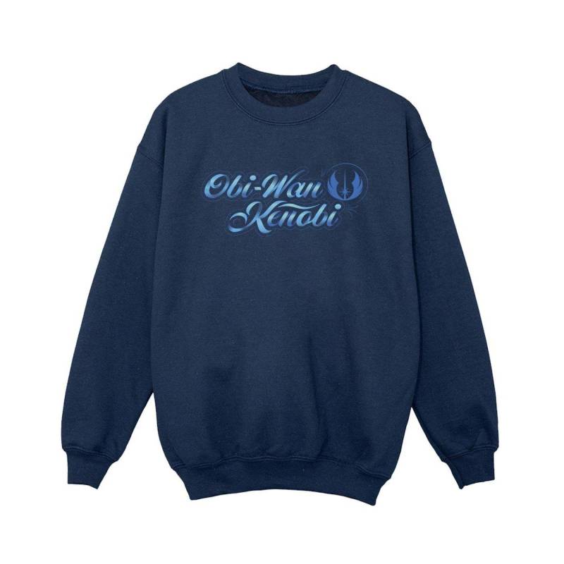 Obiwan Kenobi Ribbon Font Sweatshirt Jungen Marine 116 von STAR WARS