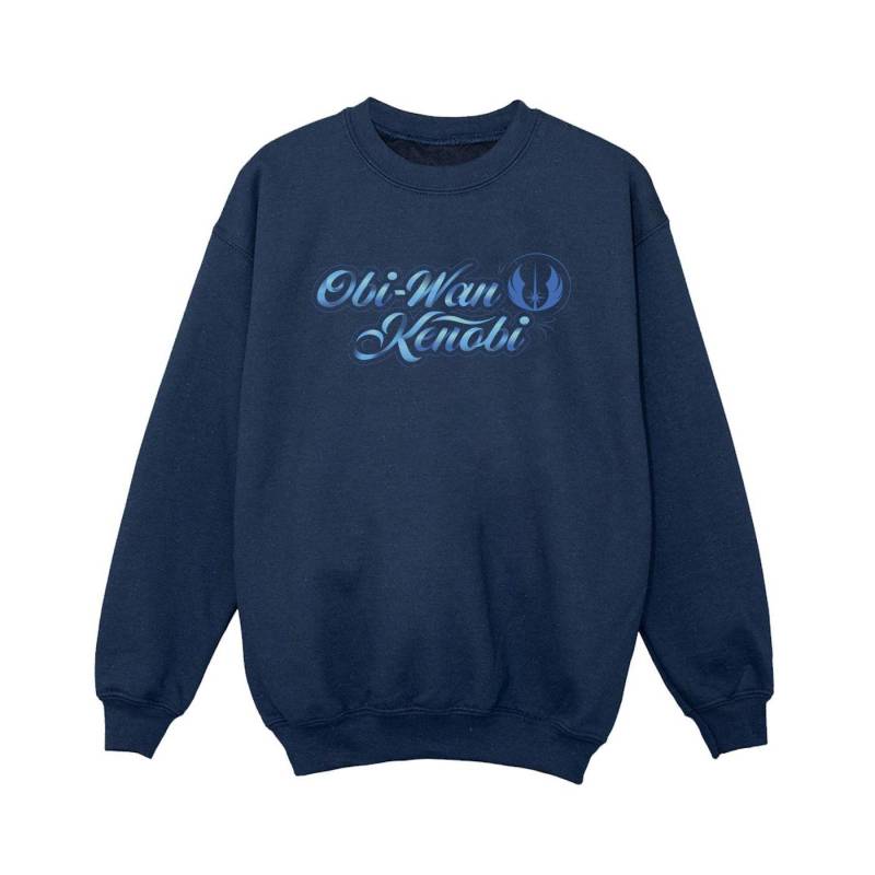 Obiwan Kenobi Ribbon Font Sweatshirt Jungen Marine 128 von STAR WARS