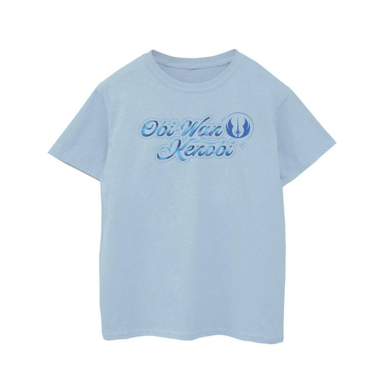 Obiwan Kenobi Ribbon Font Tshirt Mädchen Blau 128 von STAR WARS