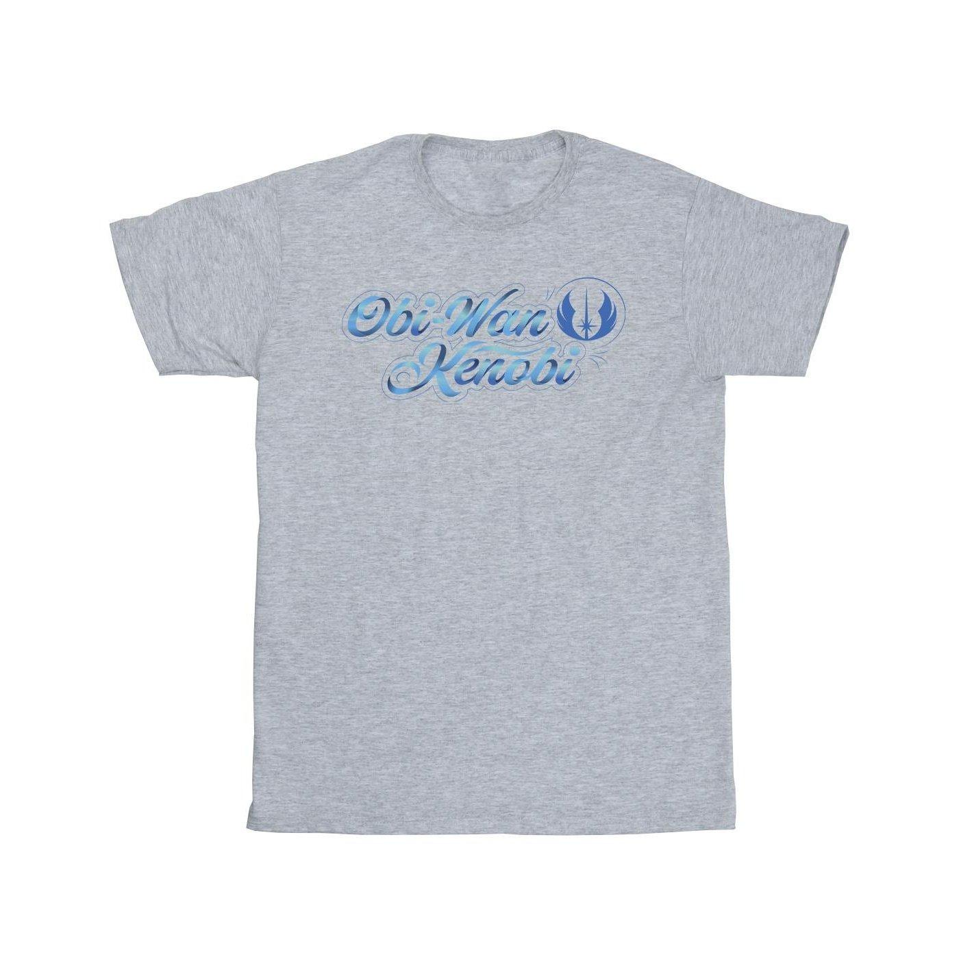 Obiwan Kenobi Ribbon Font Tshirt Mädchen Grau 128 von STAR WARS