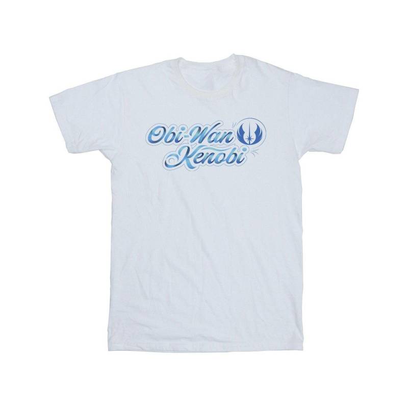 Obiwan Kenobi Ribbon Font Tshirt Mädchen Weiss 104 von STAR WARS