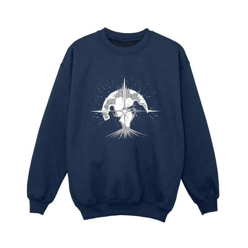 Obiwan Kenobi Saber Silhouette Fight Sweatshirt Jungen Marine 128 von STAR WARS