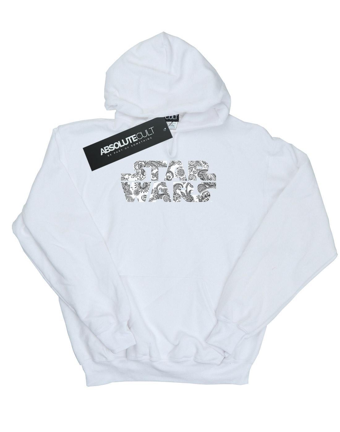 Ornamental Logo Kapuzenpullover Herren Weiss S von STAR WARS