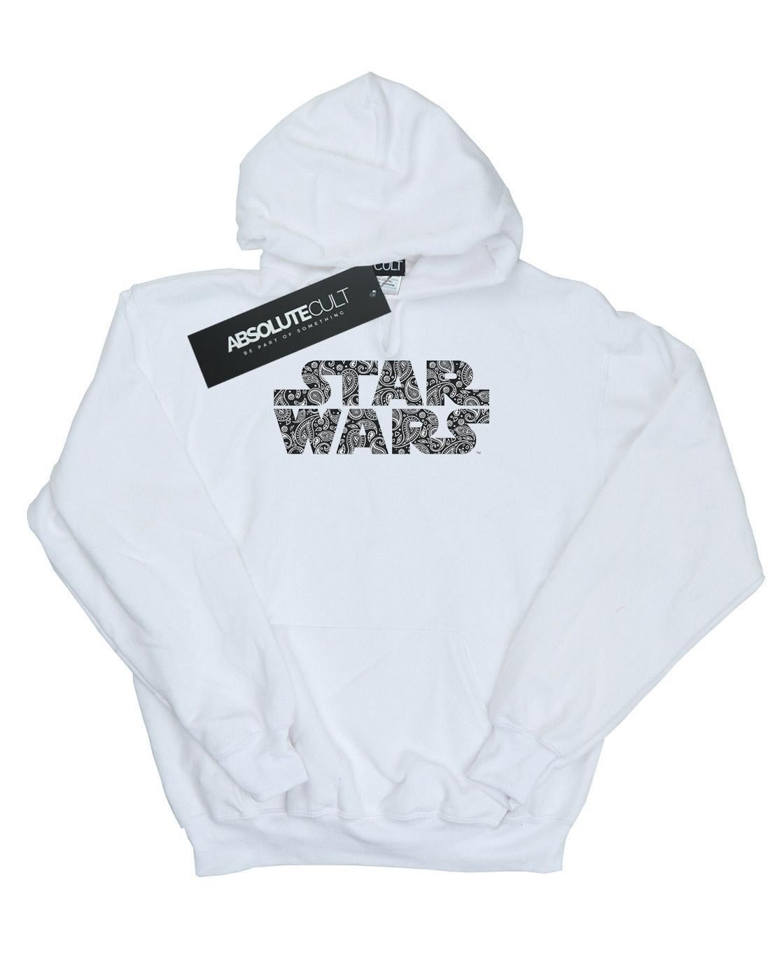 Paisley Logo Kapuzenpullover Herren Weiss XXL von STAR WARS