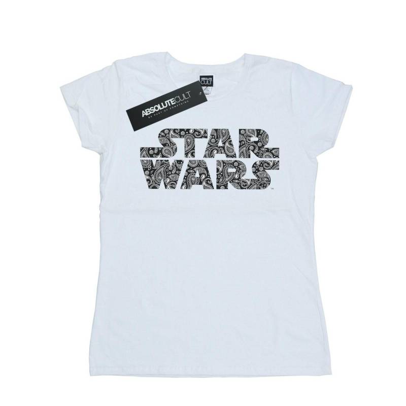 Paisley Logo Tshirt Damen Weiss S von STAR WARS