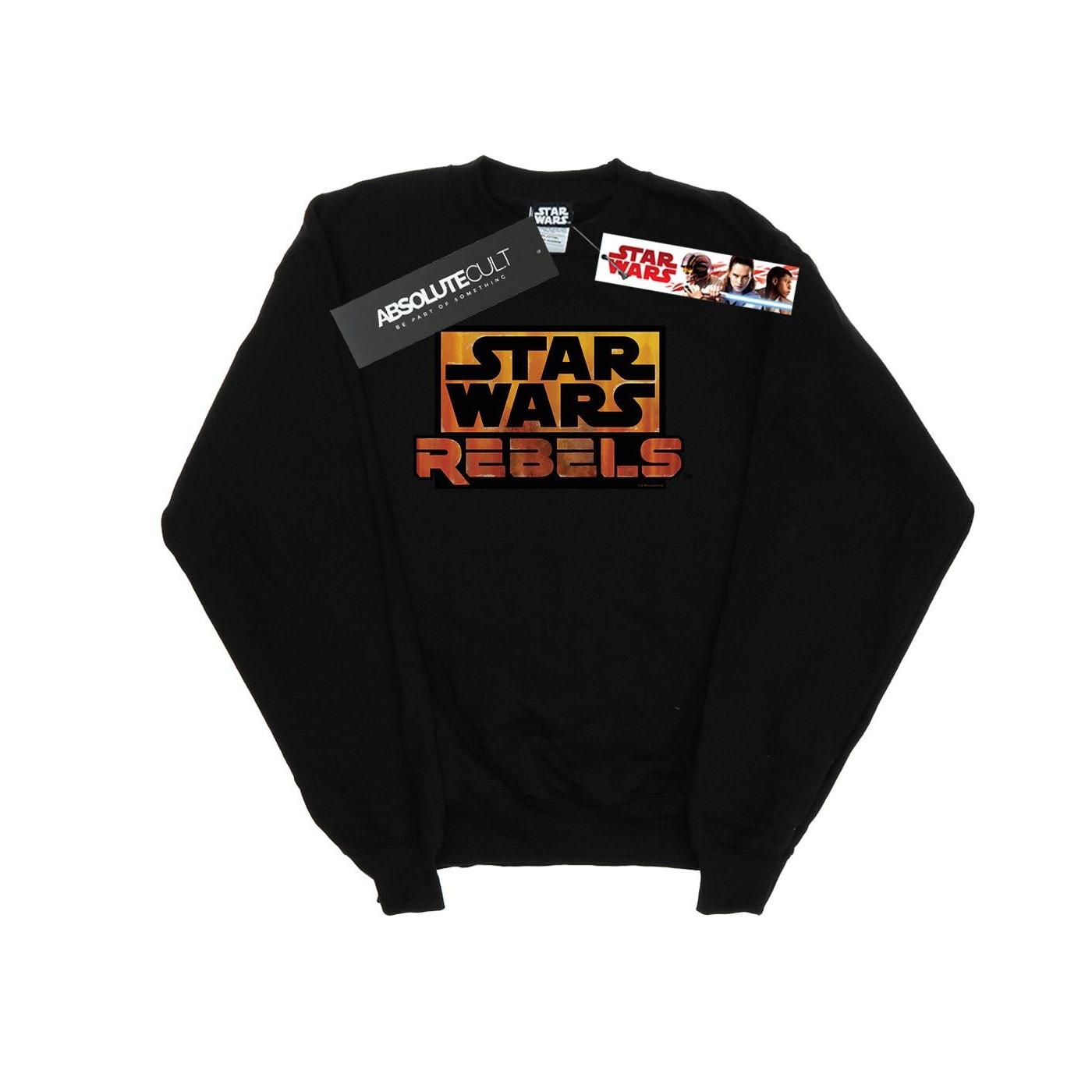 Rebels Logo Sweatshirt Jungen Schwarz 128 von STAR WARS