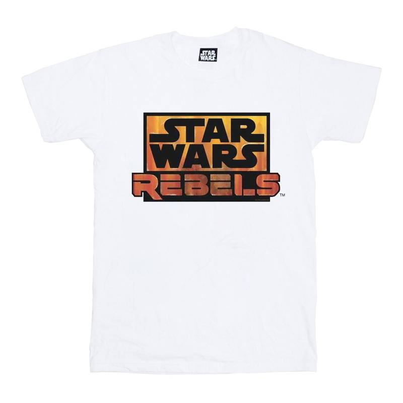 Rebels Logo Tshirt Jungen Weiss 116 von STAR WARS