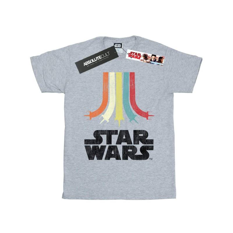 Retro Rainbow Tshirt Damen Grau 3XL von STAR WARS