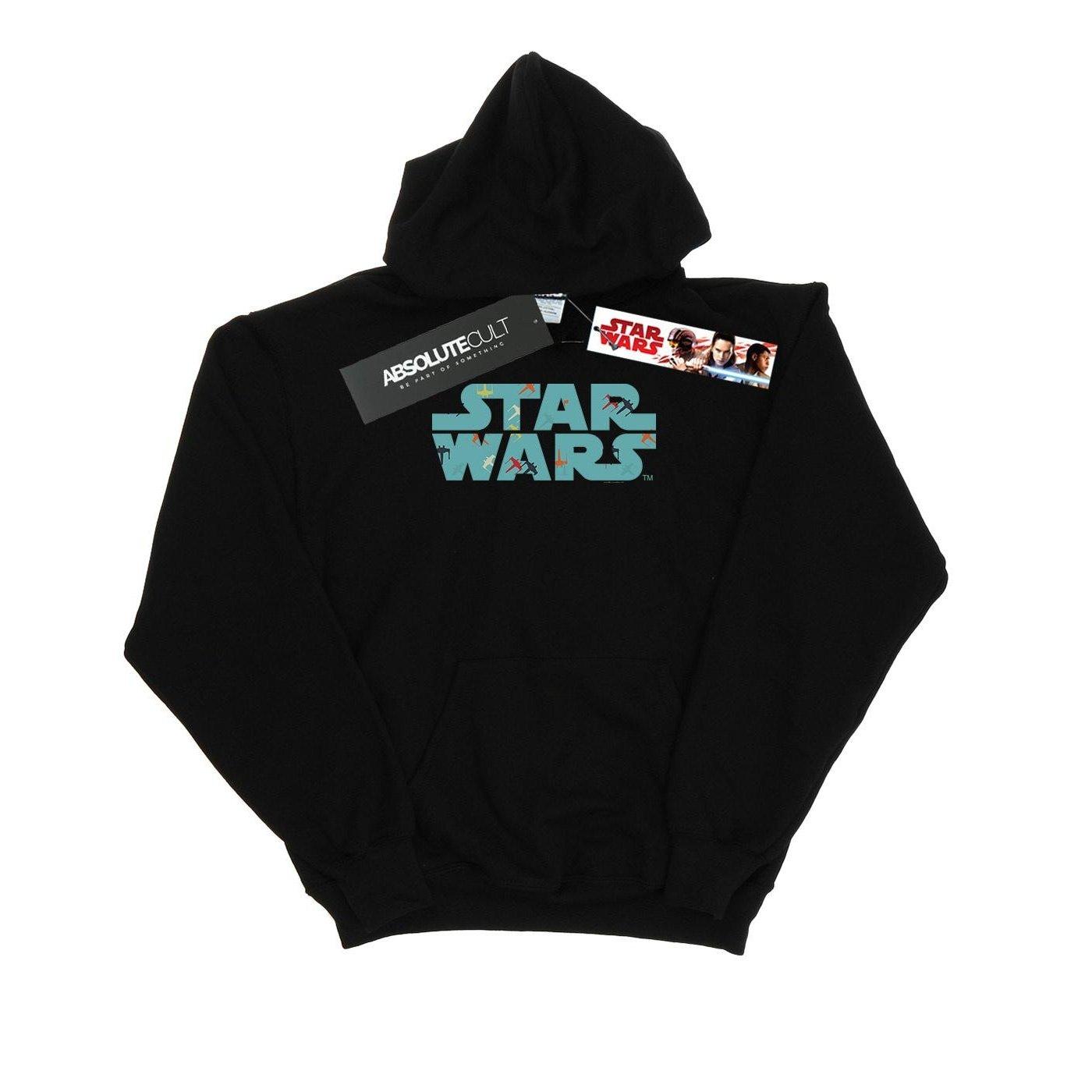 Retro Xwing Pattern Logo Kapuzenpullover Damen Schwarz L von STAR WARS