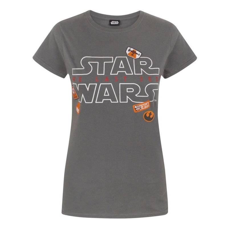 The Last Jedi Tshirt Mit Abzeichendesign Damen Charcoal Black L von STAR WARS