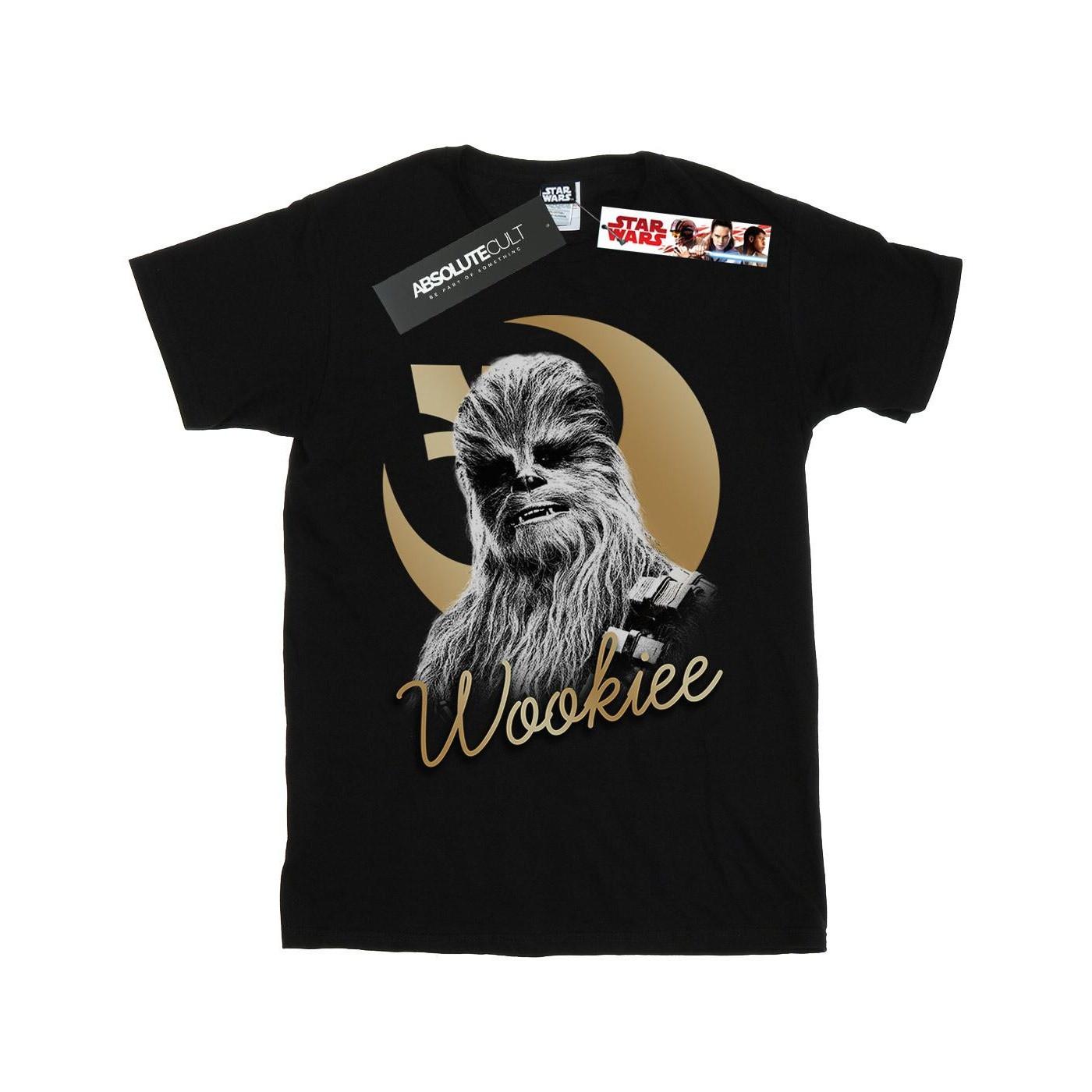 The Last Jedi Gold Chewbacca Tshirt Mädchen Schwarz 128 von STAR WARS