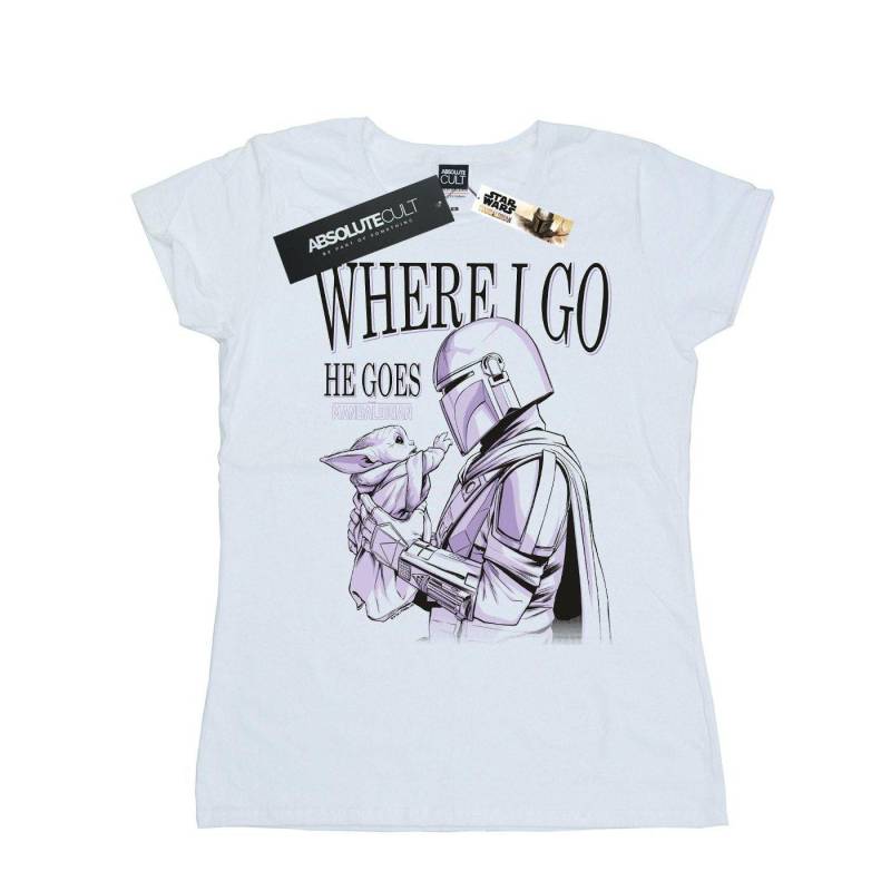 The Mandalorian Where I Go Tshirt Damen Weiss XL von STAR WARS