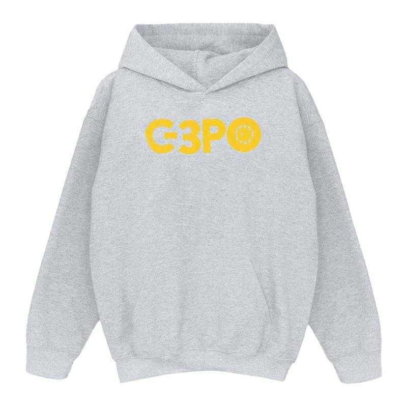 The Rise Of Skywalker C3po Text Logo Kapuzenpullover Mädchen Grau 128 von STAR WARS