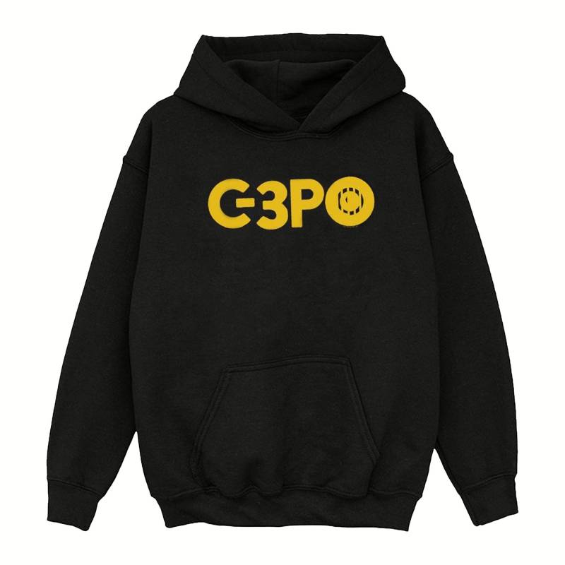 The Rise Of Skywalker C3po Text Logo Kapuzenpullover Mädchen Schwarz 128 von STAR WARS