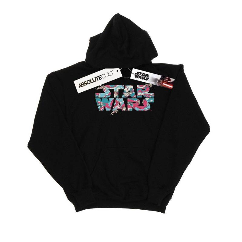 Wavy Ship Logo Kapuzenpullover Jungen Schwarz 104 von STAR WARS