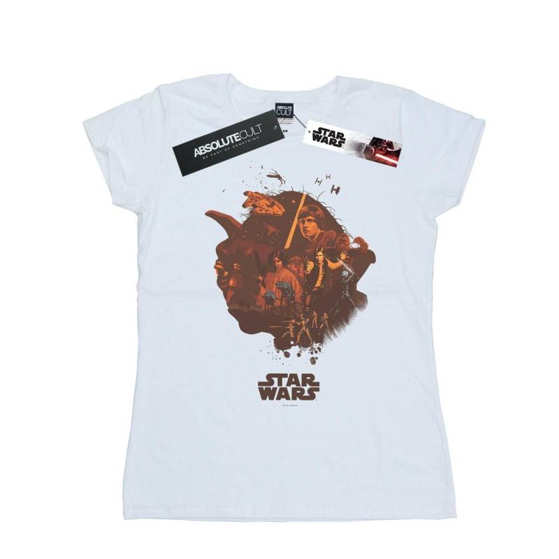 Yoda Montage Tshirt Damen Weiss L von STAR WARS