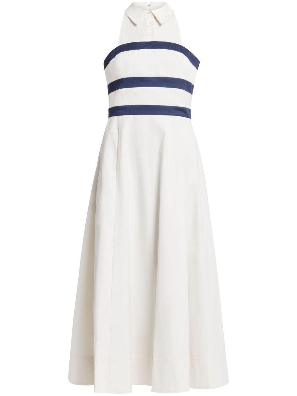 STAUD Captain striped midi dress - White von STAUD