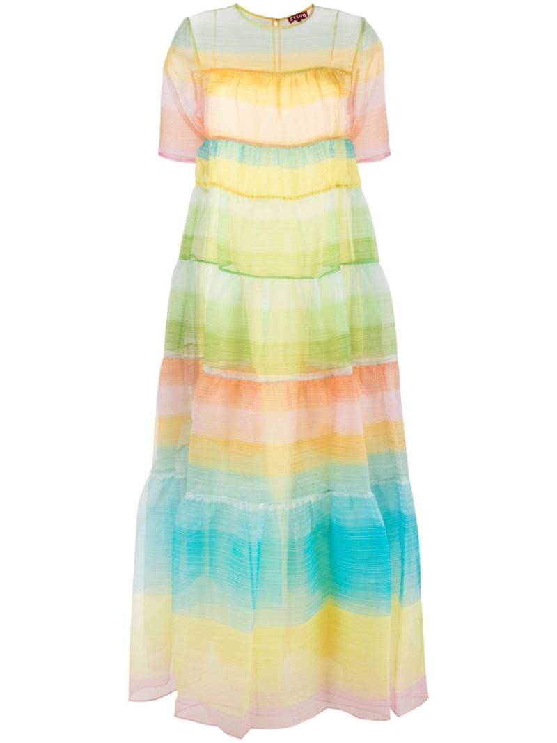 STAUD Hyacinth striped tiered organza dress - Green von STAUD