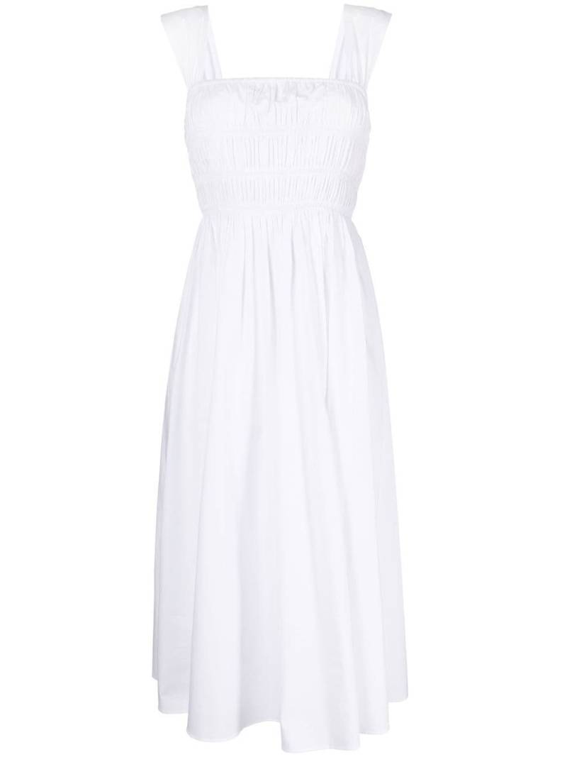 STAUD Ida smocked midi dress - White von STAUD