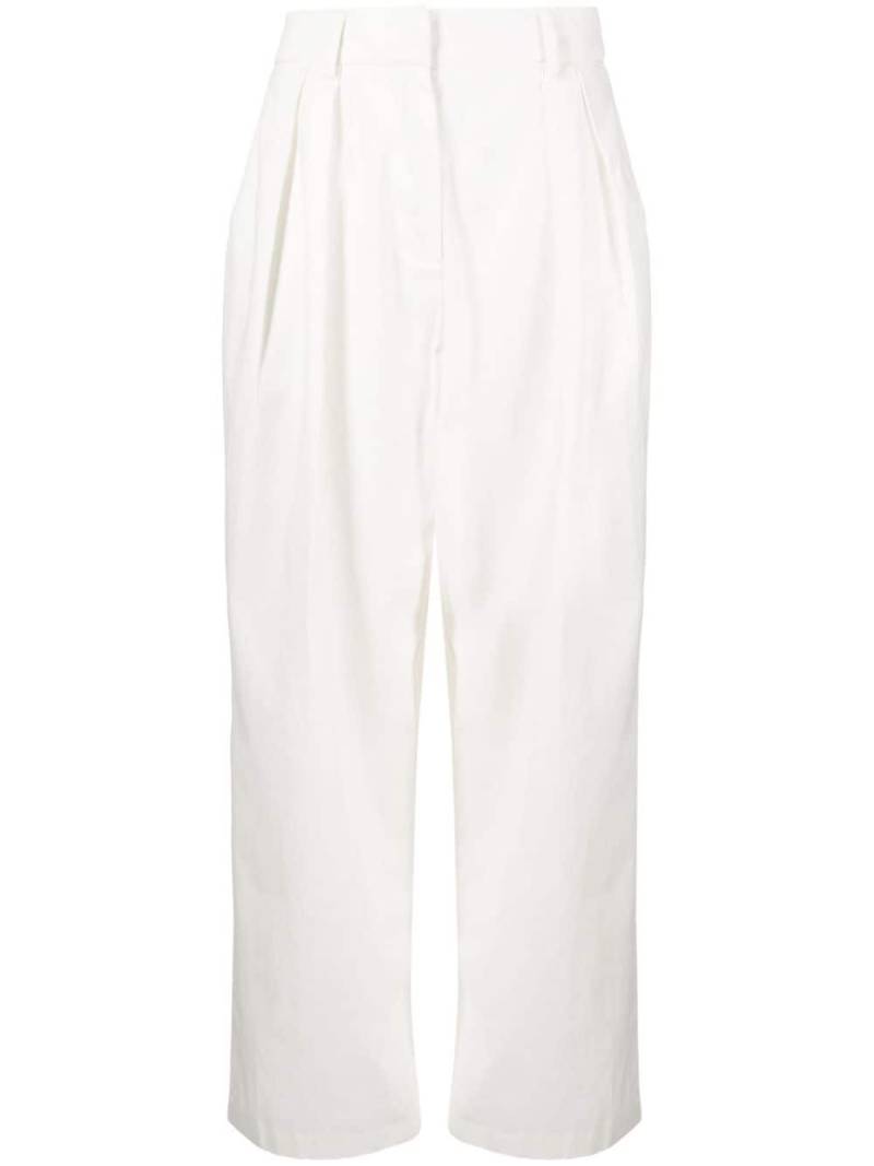 STAUD Luisa pleat-detail cotton trousers - White von STAUD