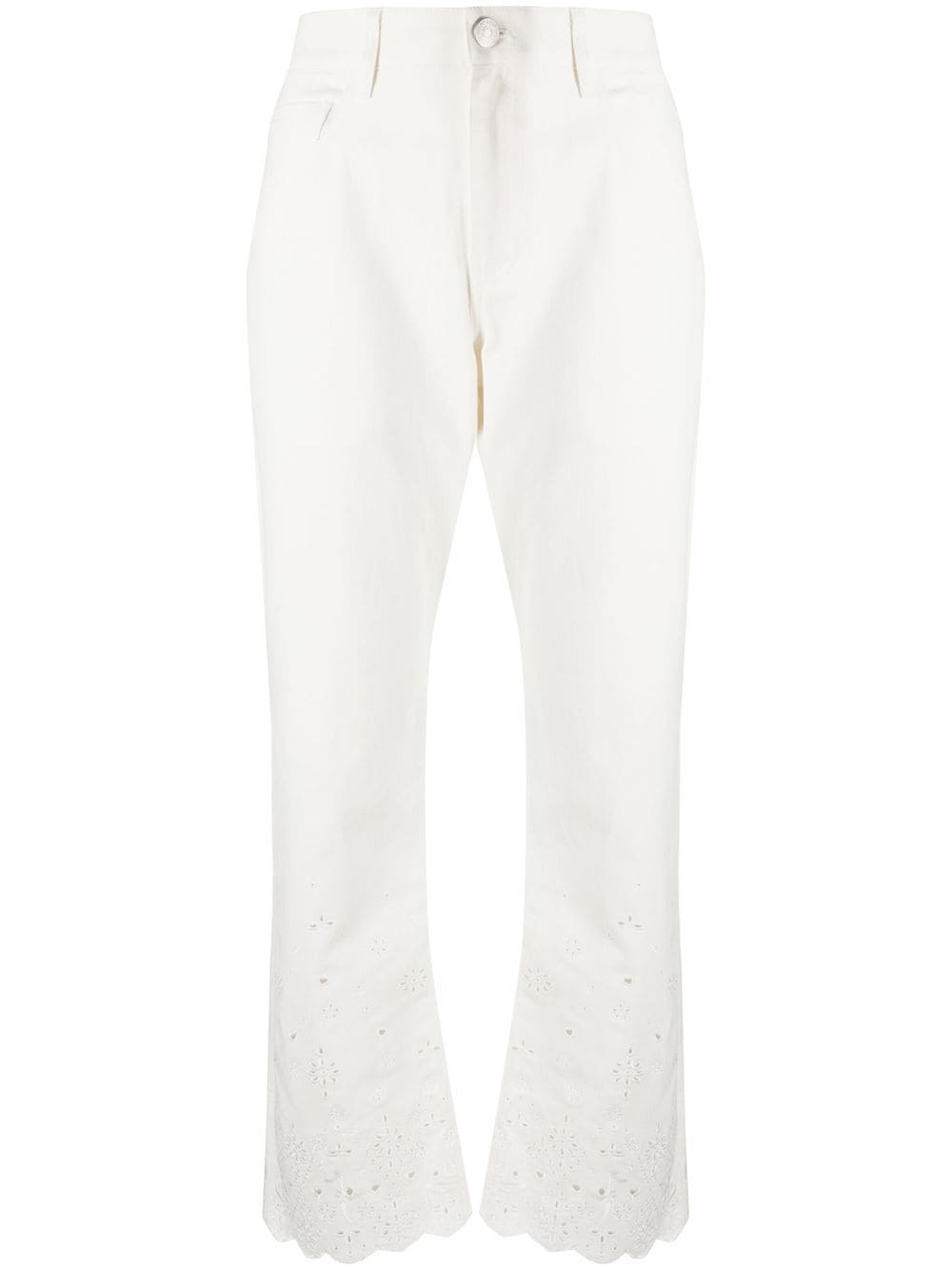 STAUD Noemie eyelet-embroidered straight jeans - White von STAUD