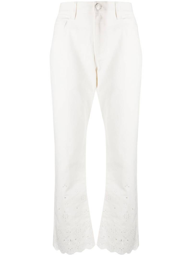 STAUD Noemie eyelet-embroidered straight jeans - White von STAUD