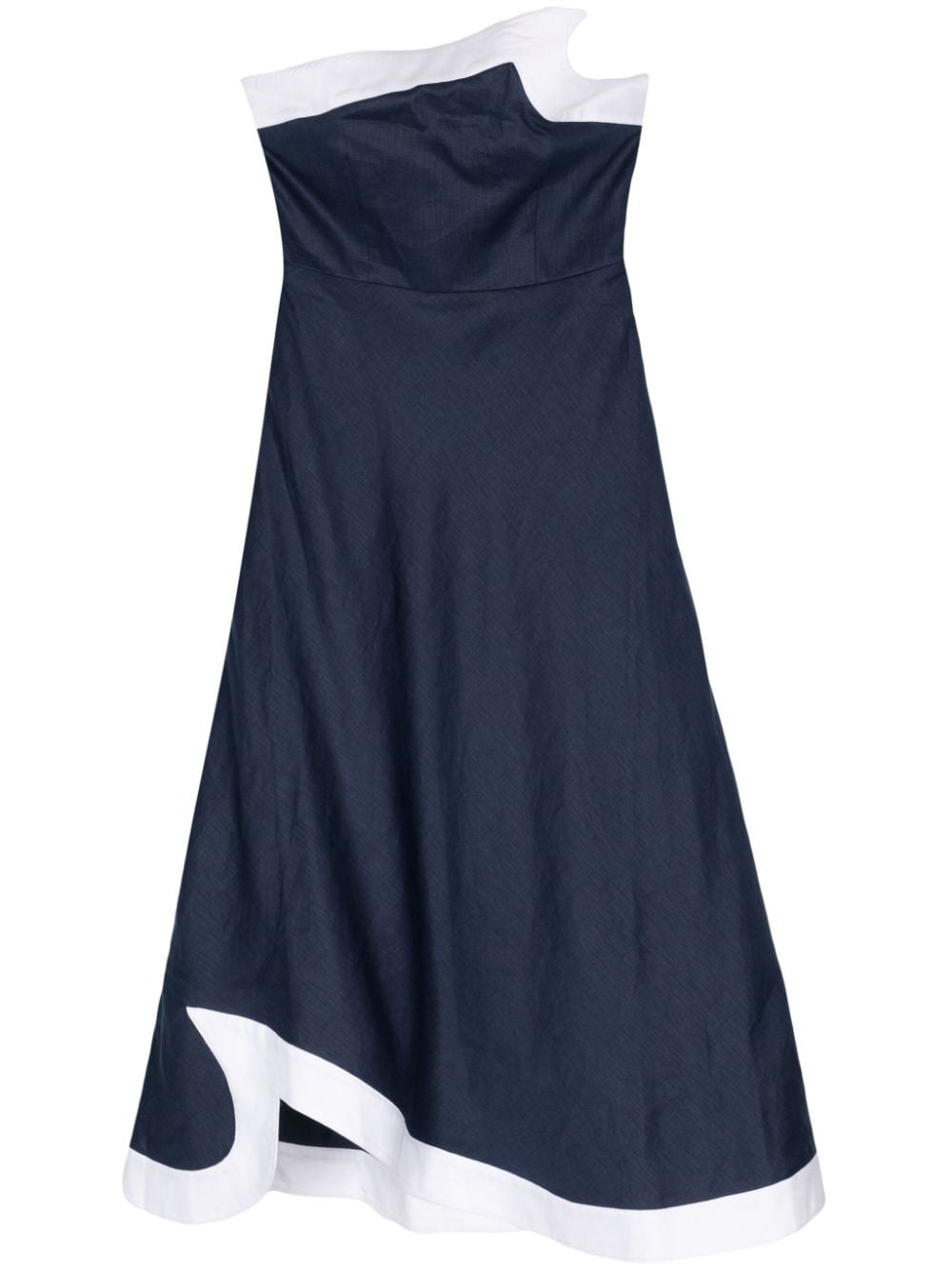 STAUD Sirani asymmetric linen dress - Blue von STAUD