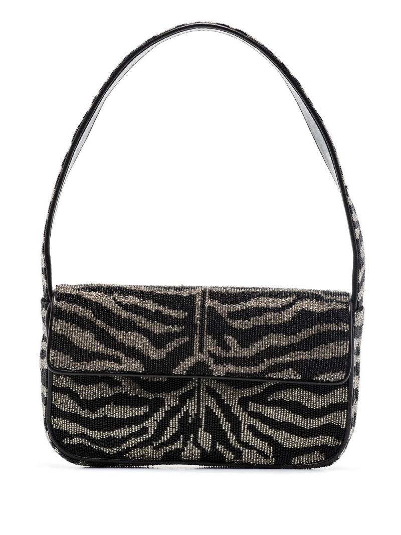 STAUD Tommy beaded-zebra pattern shoulder bag - Black von STAUD