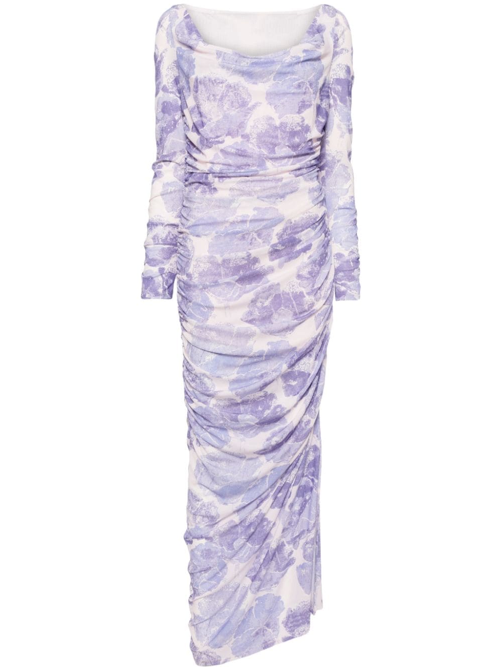 STAUD abstract-print ruched maxi dress - White von STAUD